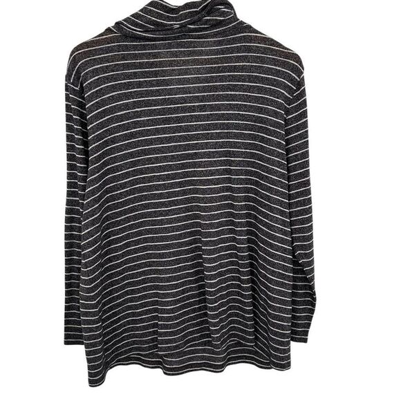 Chicos gray and white stripe cowl neck lightweight sweater top size extra large - Picture 2 of 5